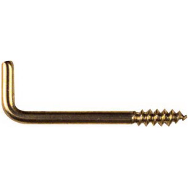 Stanley N120568 1 in. Solid Brass Square Bend Screw Hook 5 Pack