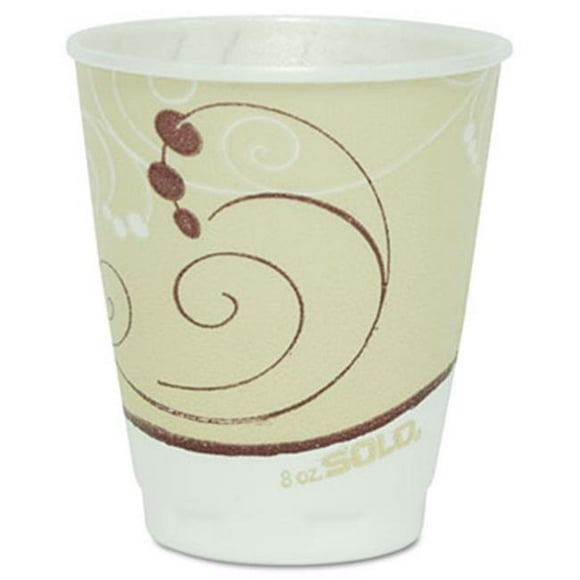 Solo Cups Symphony Design Trophy Foam Hot/Cold Drink Cups, 8oz, Beige, 100/Pack