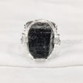 thumbnail image 3 of Rough Black Tourmaline Mans Ring, Natural Black Tourmaline, Silver Jewelry, 925 Silver Ring, Birthday Gift, Heavy Mens Ring, Arabic Design, Ottoman Style Ring, Christmas, Turkey Mens Signet Ring, 3 of 5