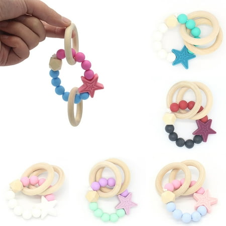 Handmade Silicone Baby Teether Bracelet Teething Ring Infant Toy Gift,Silicone Baby Teether, Baby Teething
