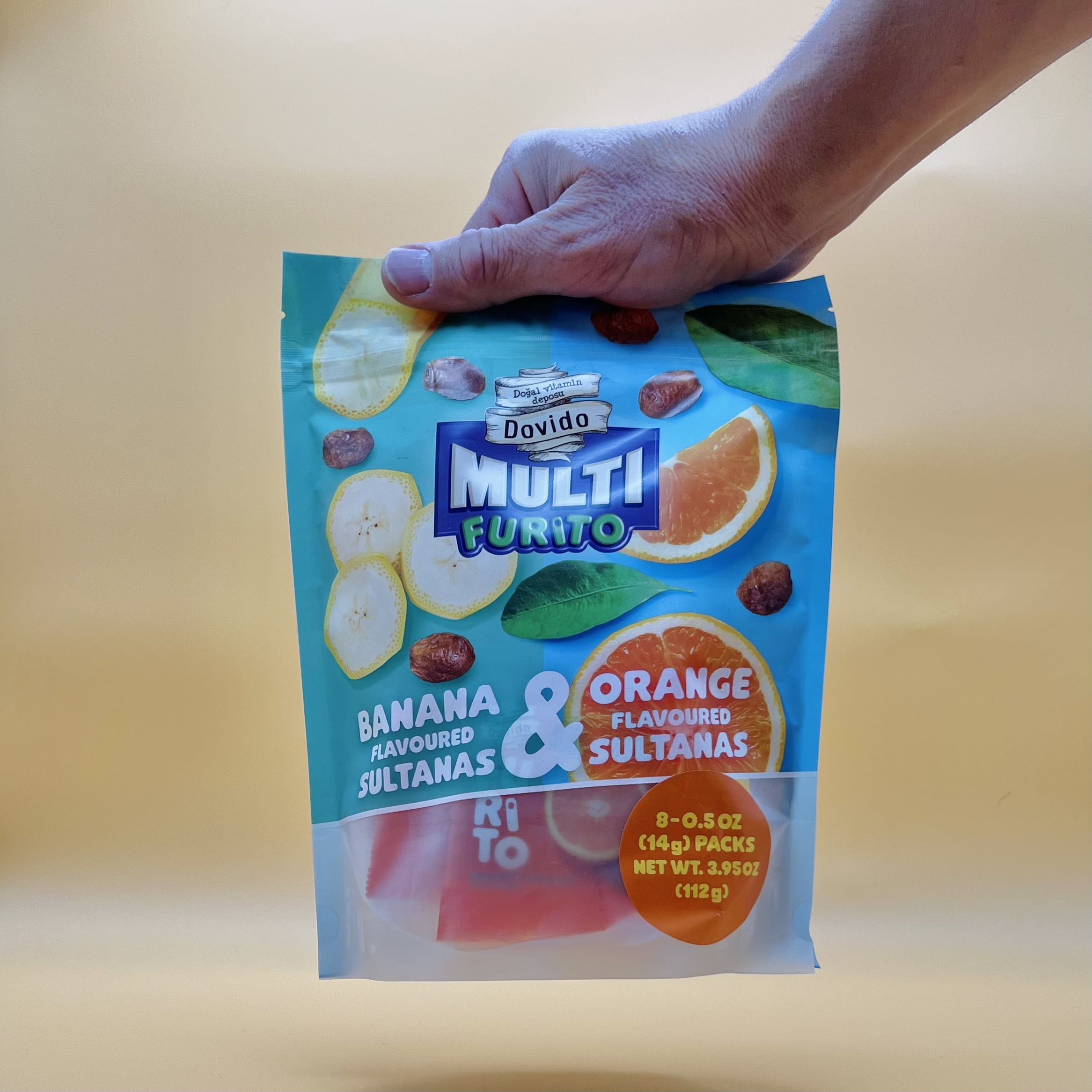 Dovido Flavored Raisins, Natural Sultanas, Healthy Snacks for Kids, 6 Pack-3.95 oz (Orange Banana), School Snacks, Toddler Snacks, Nut Free, Gluten-free fruit snacks , Vegan
