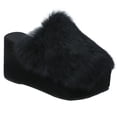 thumbnail image 5 of 1 Pair Thick Sole Plush Slippers Female High-heeled Slippers Footwear (Black), 5 of 9