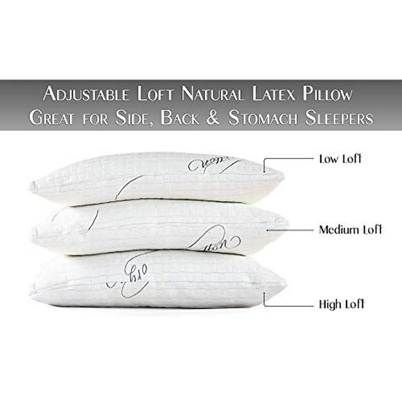 Sleep Artisan Latex Bed Pillow - Natural Talalay Latex Pillow with Washable cover - Luxury Pillow Adjustable Loft for Back Support & Neck Pain Relief - 100% Made in USA (Standard Pillow)