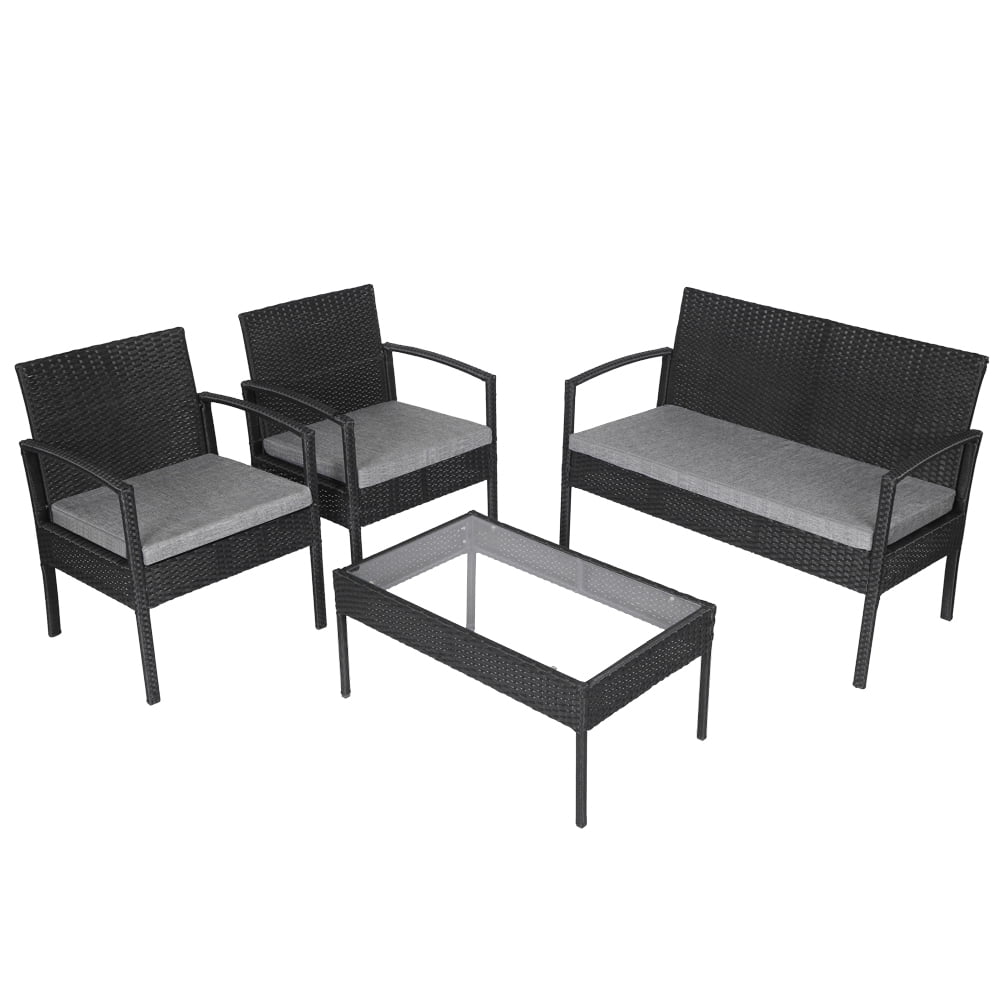 Patio Furniture Sets Clearance, 4 Piece Wicker Patio Set with Wicker