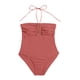 thumbnail image 3 of Traje de baño de una pieza para mujer, conjunto de bikini para mujer, bikini liso con relleno en el pecho sin aros, traje de baño de una pieza en V para mujer, 3 of 5