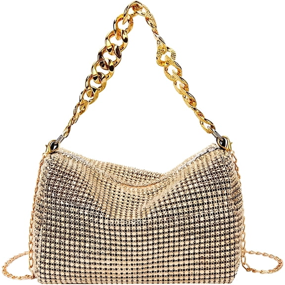 GASTROPOD Gold Rhinestone Clutch – Sparkling Chain Evening Bag for Weddings & Cocktail Parties Gold Clutch Purse