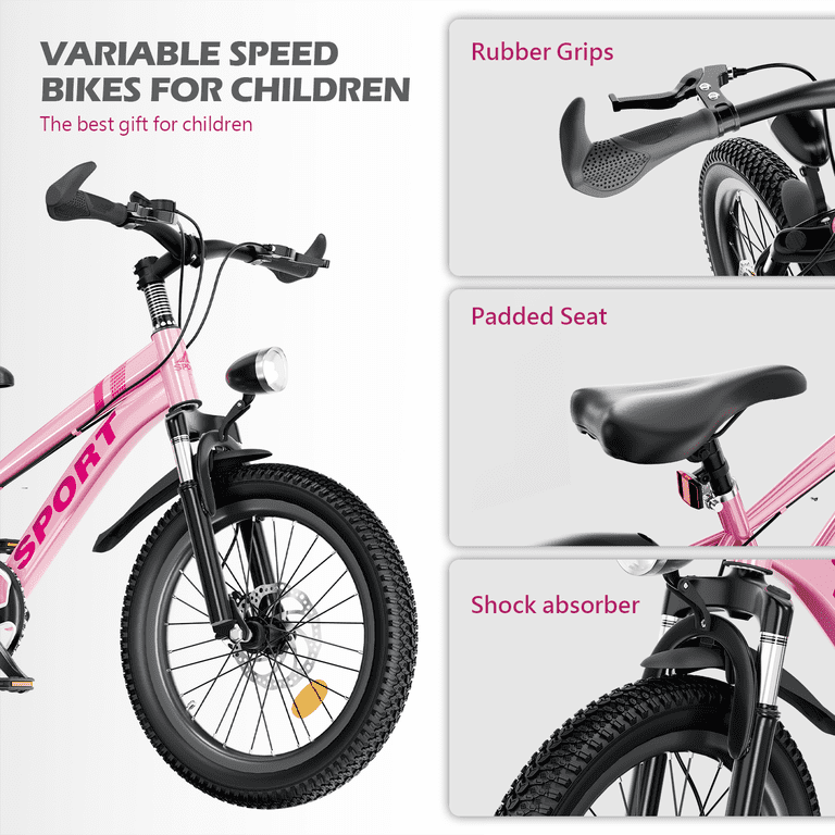 Alvantor 24" Kids Mountain Bike with LED Lights, Silver photo 3