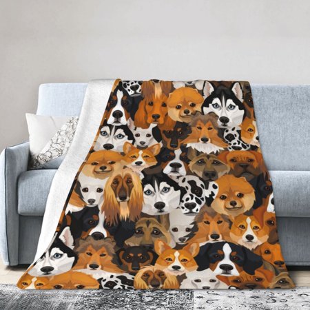 Ocsxa Flannel Fleece Dogs Different Breeds Print Throw Blanket, Lightweight Super Soft Cozy Plush Blanket,50"X40"