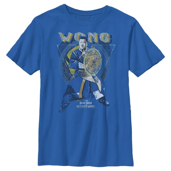 Boy's Marvel Doctor Strange in the Multiverse of Madness Distressed Wong  Graphic Tee Royal Blue X Small