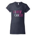 thumbnail image 2 of Fight Cancer Ribbon Womens V-Neck Tee, Navy, Medium, 2 of 3