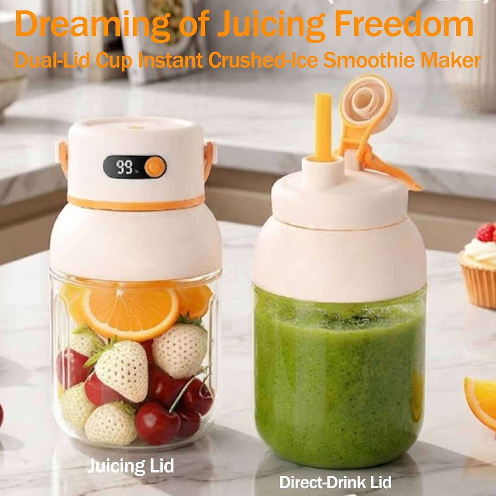 Portable Electric Juicer Cup, Zero Cord Hassle, Wireless Personal JuicerCup USB Rechargeable Blender for Gym Office Travel