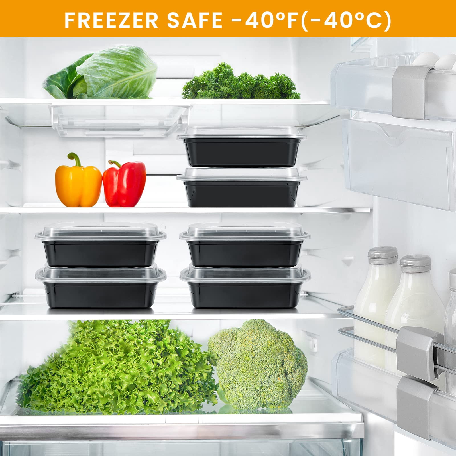 Kitch'nmore 38oz Meal Prep Containers  Extra Large &thick Food Storage With Lids Reusable Plastic Disposable Bento Box Stackable Microwave/freezer/dishwasher Safe Bpa Free (30pack)
