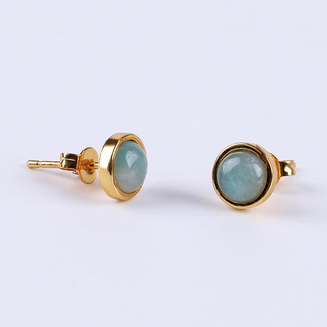 Women Gold Color Ear Piercing Stone Bead Onyx Black Crystal Earring