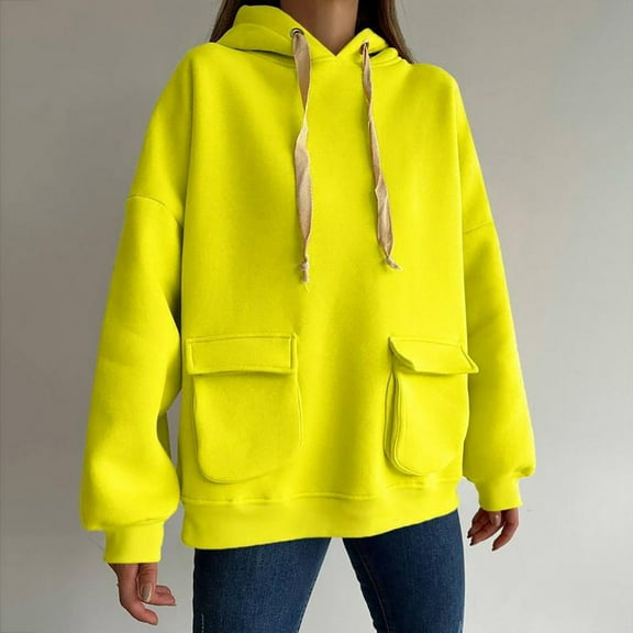 Up to 40% off fashion Clearance Gifts Borniu Women Versatile Solid Color Long Sleeved Round Neck Pocket Temperament Tops