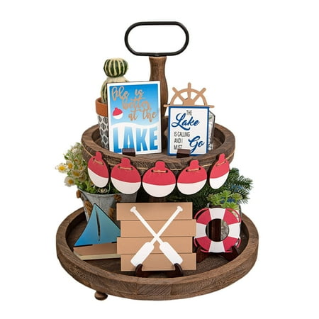 

Sports Theme Tiered Tray Ice Lake Boating Set Mini Swimming Sports Style Tiered Wooden Decoration Home Table Ornaments Layered Tray Decoration Set Small 2 Tier Tray for Bathroom round Centerpiece Tray