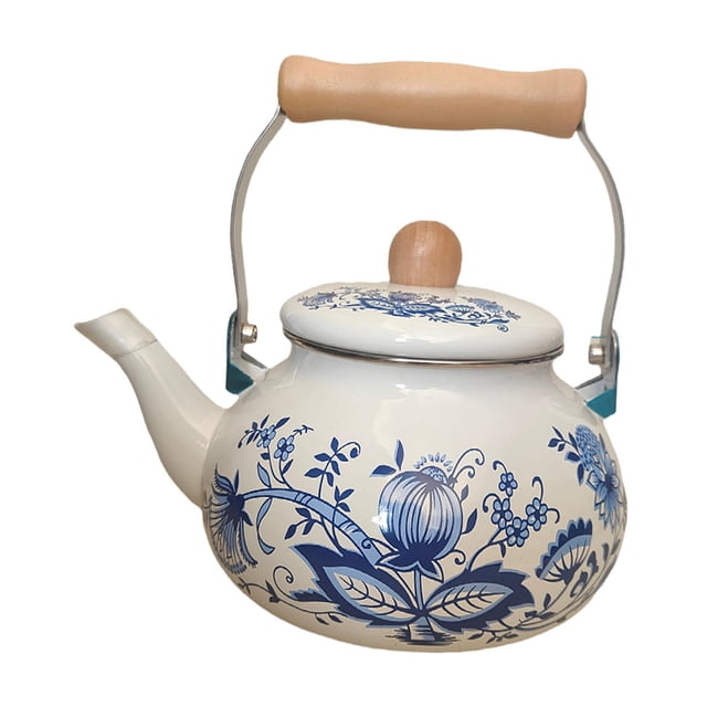 Tnarru Enamel Tea Kettle Floral Enamel Pot 2.5L with Handle Coffee Pot Water Kettle for Party Restaurant Kitchen Decor Hot Water Tea