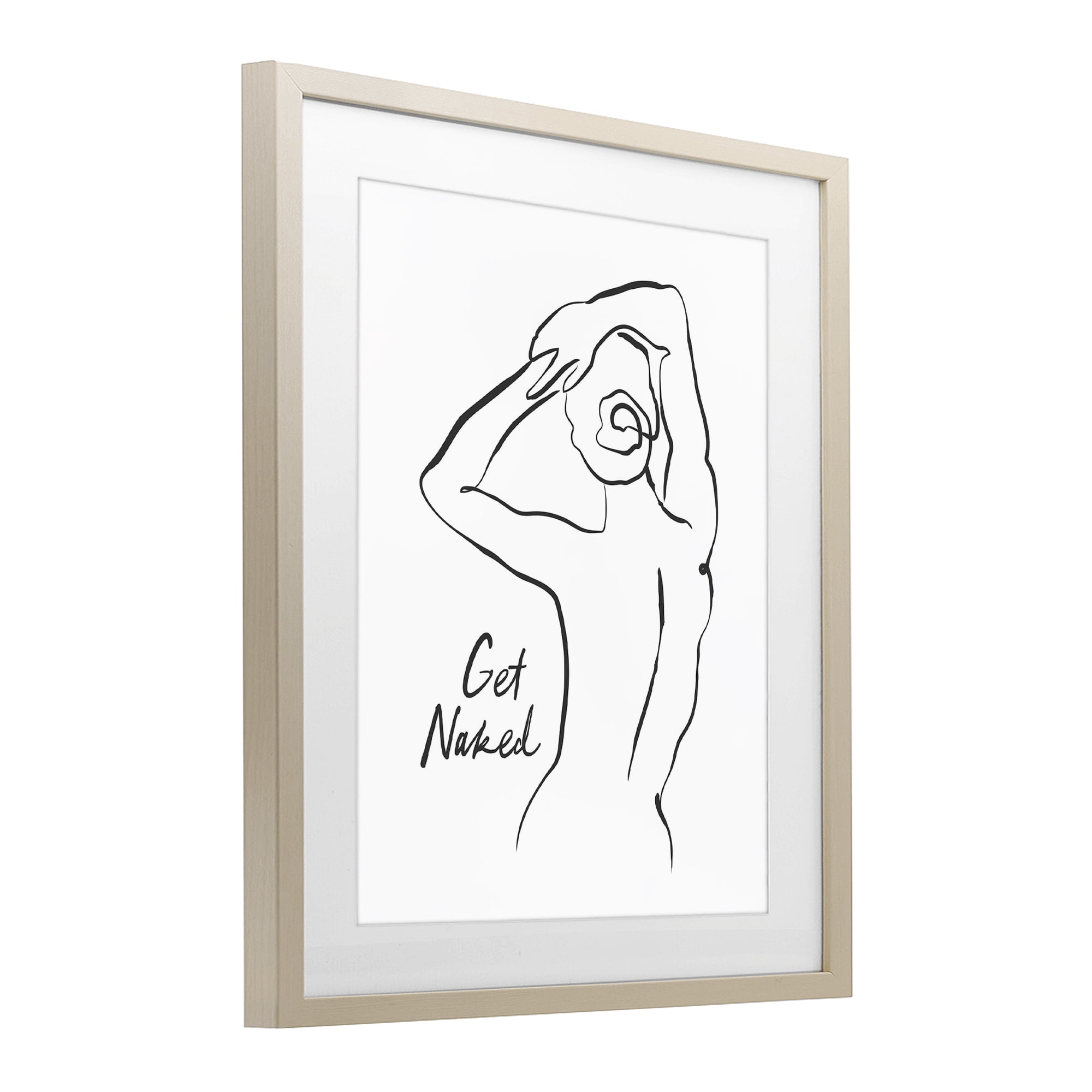 Stupell Industries Get Naked Nude Silhouette Birch Framed Print Under Glass, design by Lettered and Lined