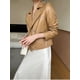 thumbnail image 5 of Chaqueta de cuero genuino para mujer, chaqueta de primavera y otoño de 2024, nueva moda, abrigo corto de piel de oveja con cuello entallado y cruzado, 5 of 5