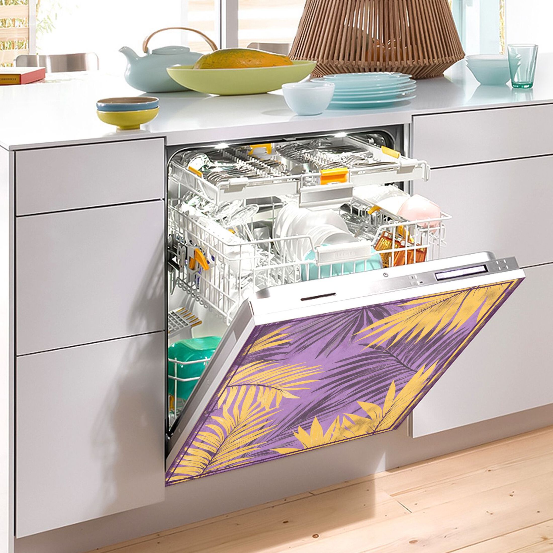 Dishwasher Magnetic Sticker 23x26 Inch Refrigerator Magnetic Sticker Washing Machine Magnetic Sticker Kitchen Panel Magnetic Sticker Home Decor Super Cool Yellow Leaf