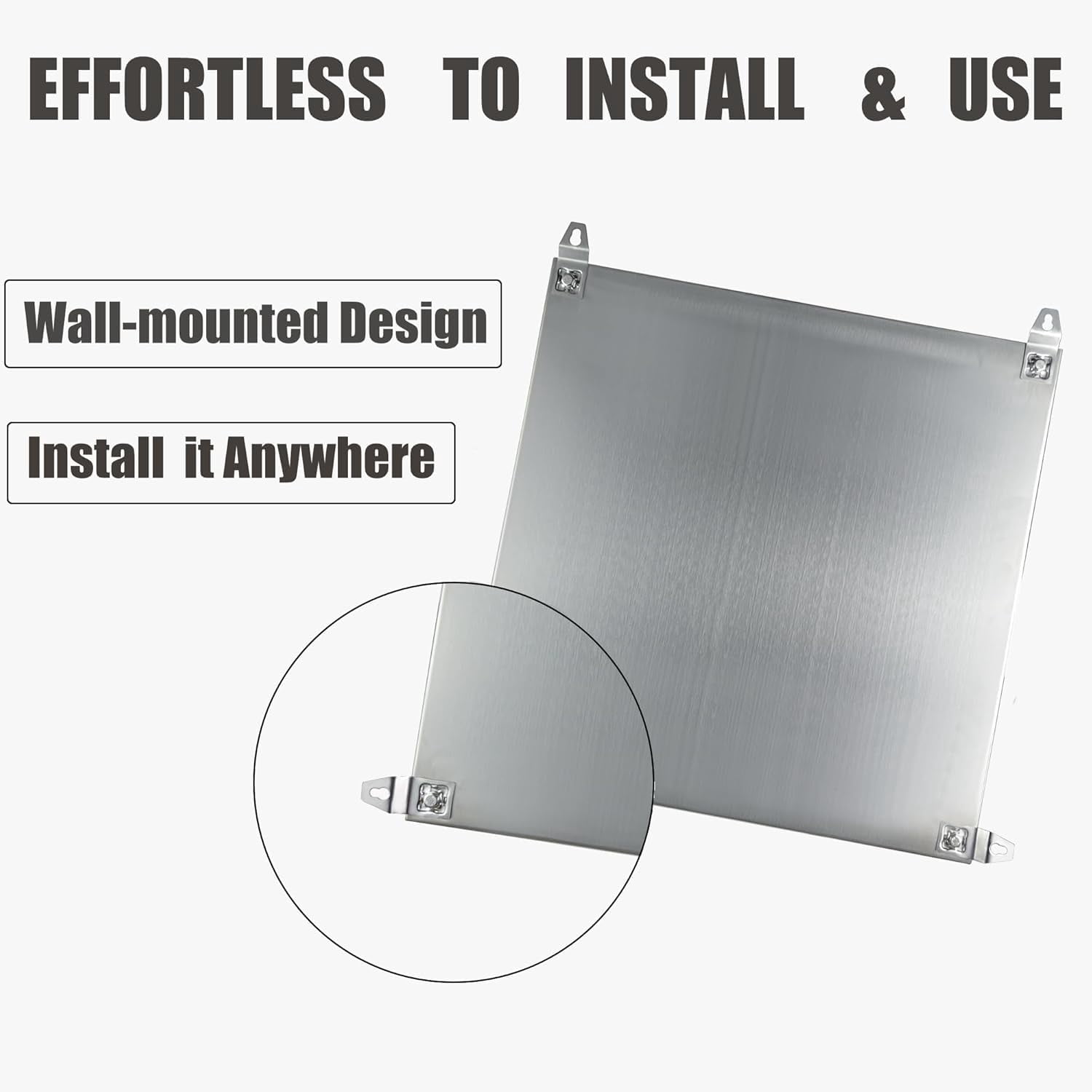 MJ-Box 24x24x12 Inch 304 Stainless Steel Electrical Enclosure - NEMA 4X, IP66 Waterproof Dustproof, Indoor Outdoor Protective Box