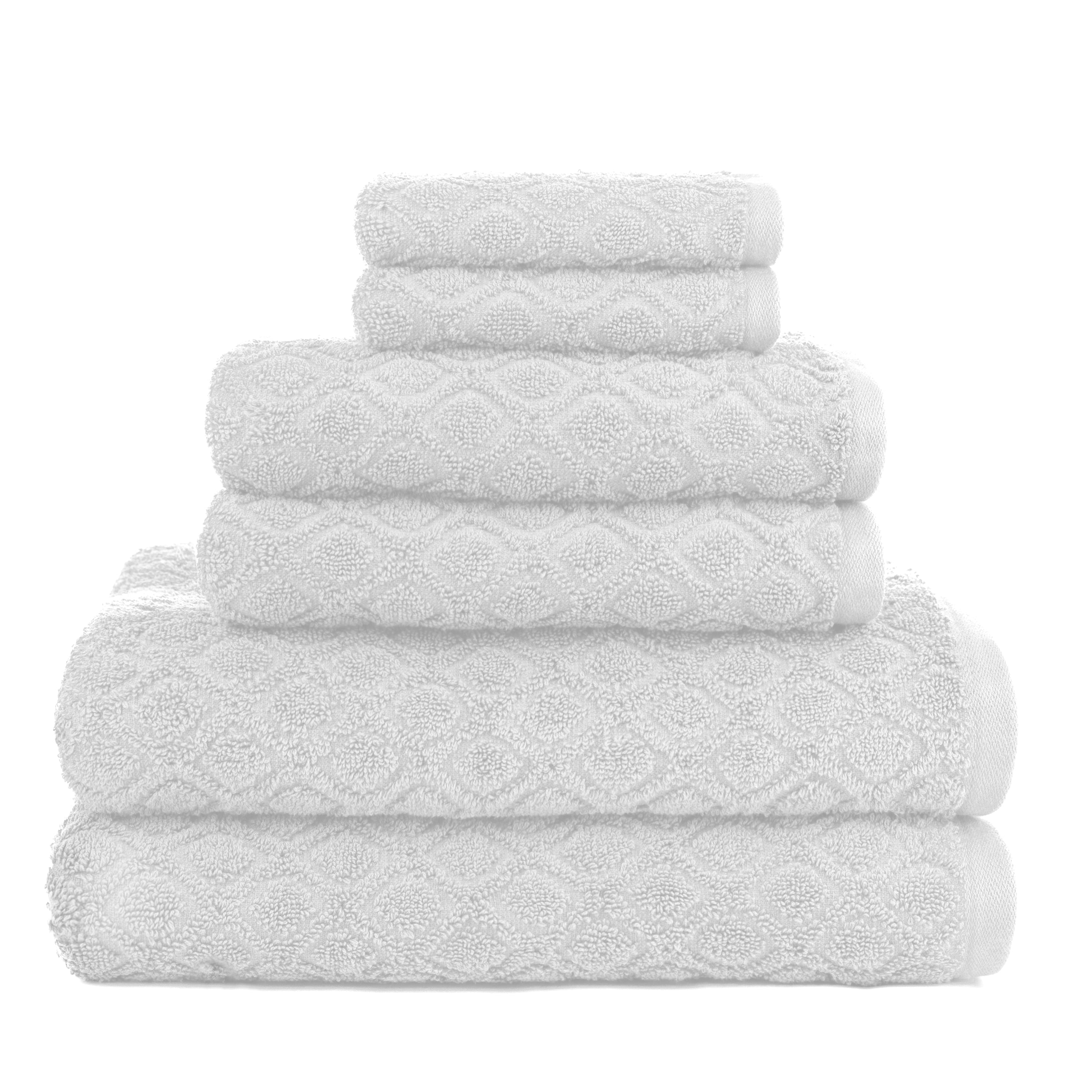 6 Piece Coolwater Textured Bath Towel Set Machine Washable Cotton Washcloths