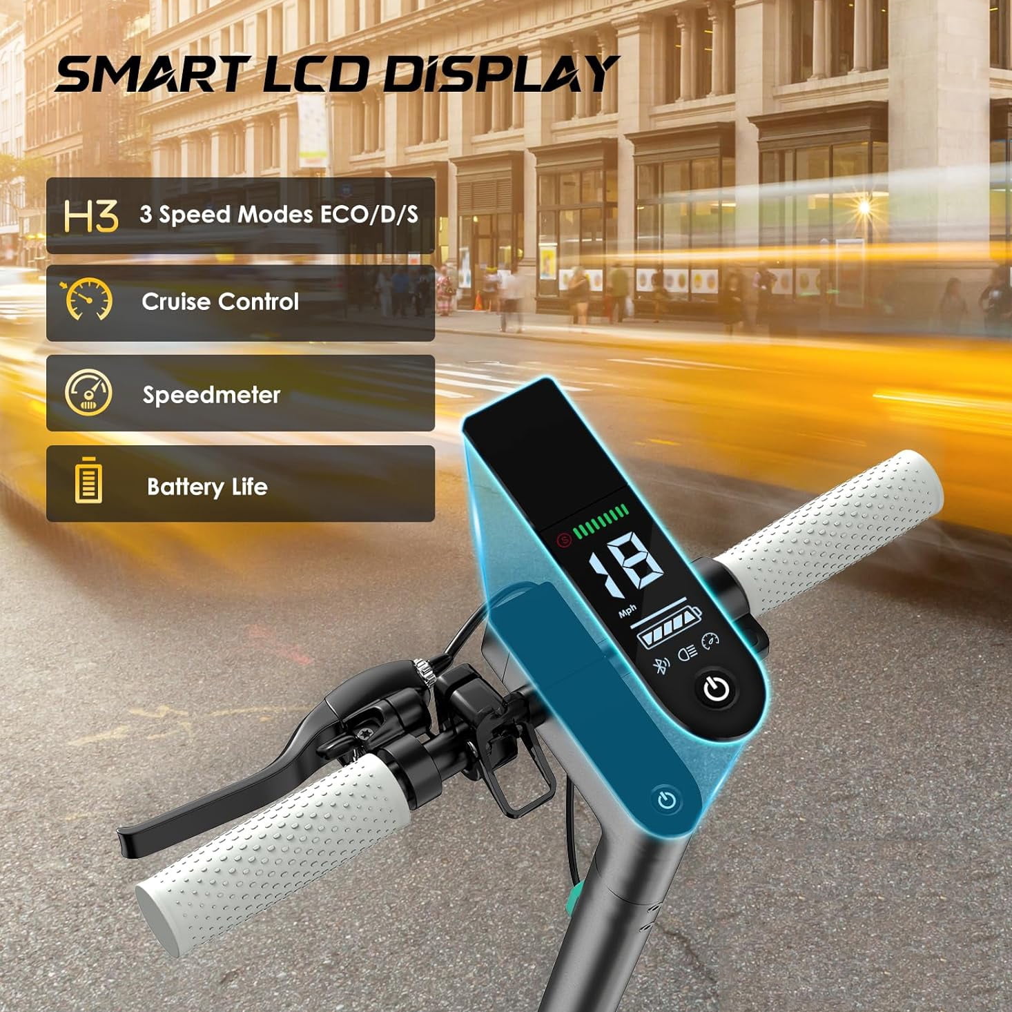 EggKing Electric Scooter for Adults 8.5" Solid Tire 19MPH, 350W Motor Max 15Mile Range Folding Commuting E Scooter
