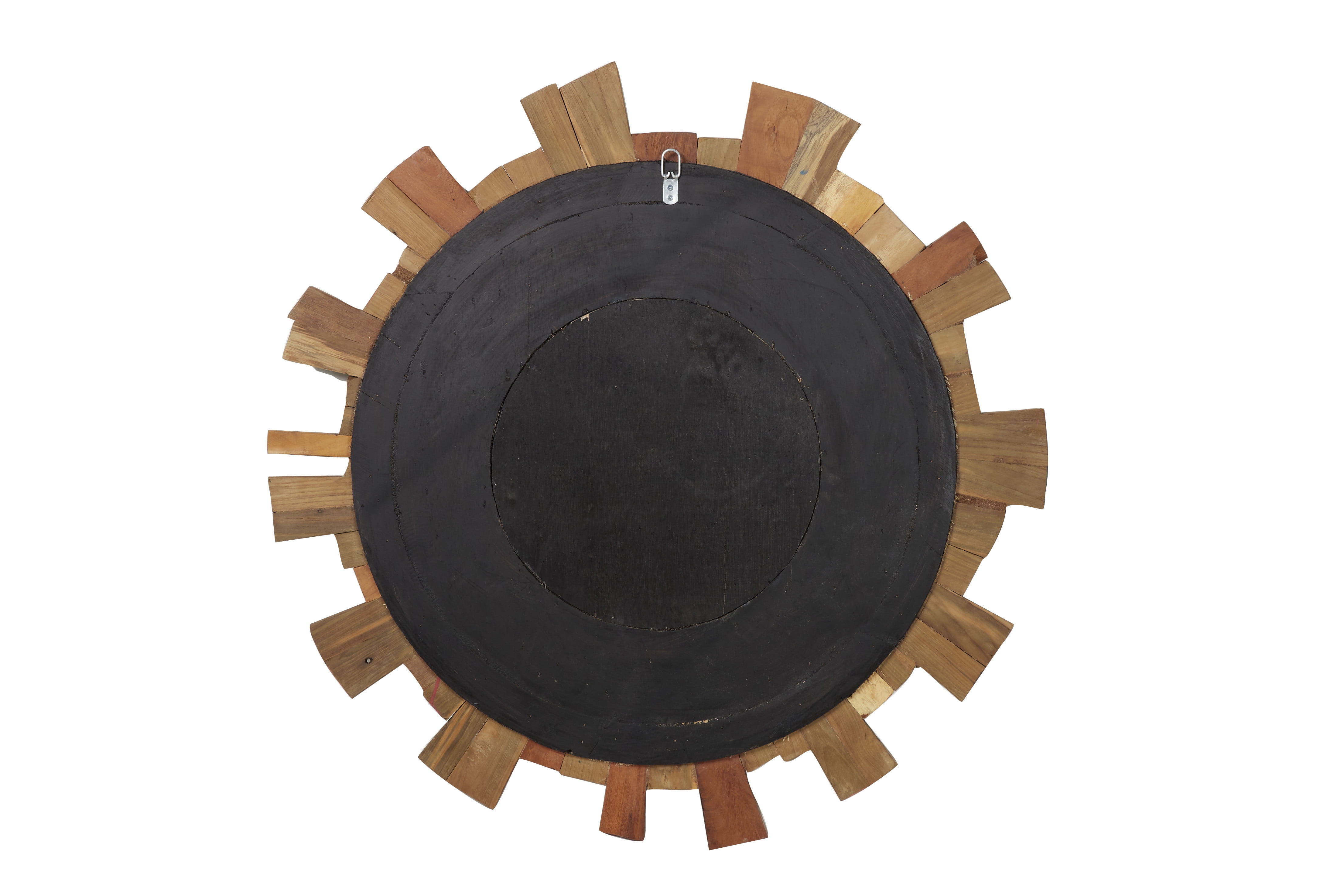 Decmode Large Eclectic Multi-Colored Reclaimed Wood Round Wall Mirror, 35.5”
