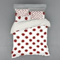 thumbnail image 2 of Ambesonne Cartoon Bedding Set 3 Pcs, Ladybugs Funny Art Pattern, Twin, White and Red, 2 of 3