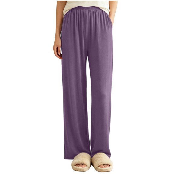 SHTXOZHI Breathable Pants for Girls Elastic Waist Loose Lightweight Loungewear Soft Solid Color Wide Leg Pants