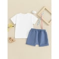 thumbnail image 5 of FEORJGP 4th of July Clothes for Baby Boys 6M 12M 18M 2T 3T 4T Kids Short Sleeve T-shirt Crew Neck Letter Print Tops Solid Color Drawstring Shorts Sets Toddler Infant Fashion Cute Daily Summer Outfit, 5 of 7