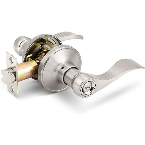Gobrico Universal Wave Style, Privacy Lever Door Knob Nickel
