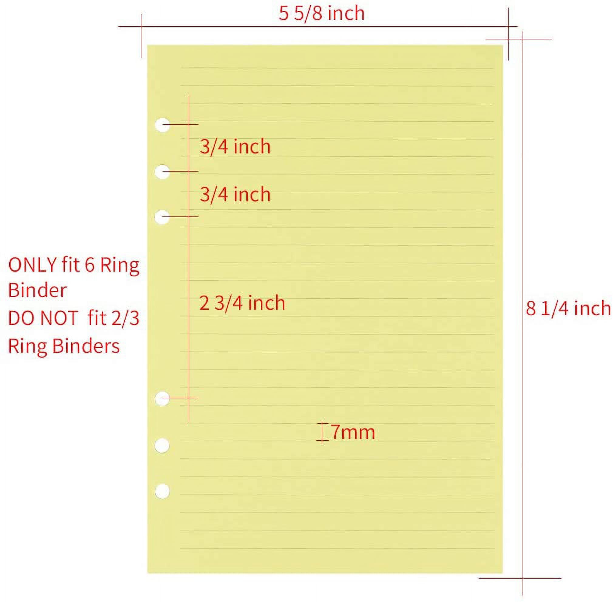 Mafegu 2 Pack A5 Colorful Line Blank Journal Fillers for A5 Size 6-Ring  Binder,5-Color Loose Leaf Planner Filler Paper, A5 Planner Inserts,100
