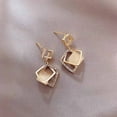 thumbnail image 4 of Simple Gold Korean Earrings Luxury Minimalist Design for Round Face Shapes, 4 of 4