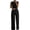 Black, variant on Jumpsuits for Women Lace Mock Neck Cap Sleeve Dressy Jumpsuits High Waist Wide Straight Leg Pleated One Piece Summer Outfits Light Brown 3XL
