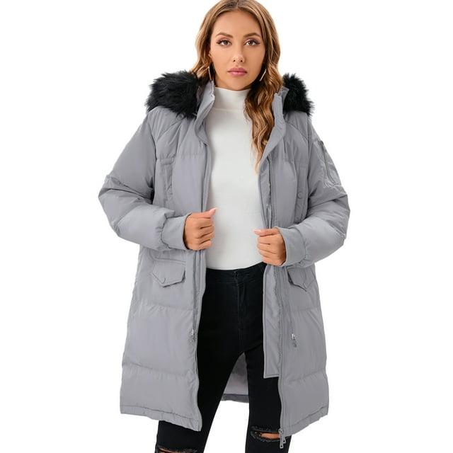 LELINTA Women's Long Winter Warm Puffer Coat Vegan Down Jacket Waterproof Rain Zip Parka, Camouflage