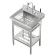 thumbnail image 4 of BeesClover Bassine Utilitaire Autoportante en Acier Inoxydable avec Robinet – Bol Simple 304, Pattes Ajustables, Tablette de Rangement, Crochets en S, Tuyaux d'Eau Chaude et Froide – Bassine de Préparation Commerciale pour Cuisine/buanderie/garage, 4 of 8