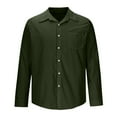 thumbnail image 4 of Iugvhana Men's Leisure Shirts Classic Solid Color Long Sleeve Lapel Button Down Shirt Blouse Tops Casual Business Shirt Army Green M, 4 of 4