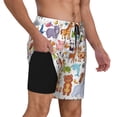 thumbnail image 2 of Kdxio Animal Cartoon Style Print Men'S Swim Trunks With Compression Liner 7 Inch Inseam Quick Dry Swim Shorts, 2 of 7