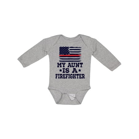 

Inktastic Firefighter Flag Aunt Gift Baby Boy or Baby Girl Long Sleeve Bodysuit