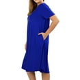 thumbnail image 3 of Womens & Plus Round Neck Short Sleeve Knee Length A-Line Swing Trapeze Dress (Mid Grey, M), 3 of 4