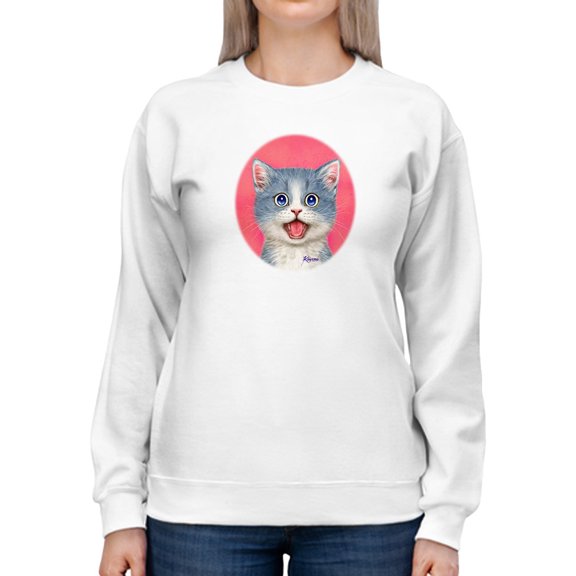 Surprised Kitten. Sweatshirt Women -Kayomi Harai Designs, Female Medium