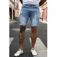 thumbnail image 4 of ABPHQTO Pantalones cortos de mezclilla de hombre de tiro bajo desgastados azul cielo para hombre, 4 of 5