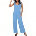 thumbnail image 3 of Sentmoon Womens Jumpers and Rompers Sleeveless Crew Neck Jumpsuit Women Solid Color Pleated Regular Fit Onesie for Women Summer for Concert and Rave S-2XL, 3 of 7