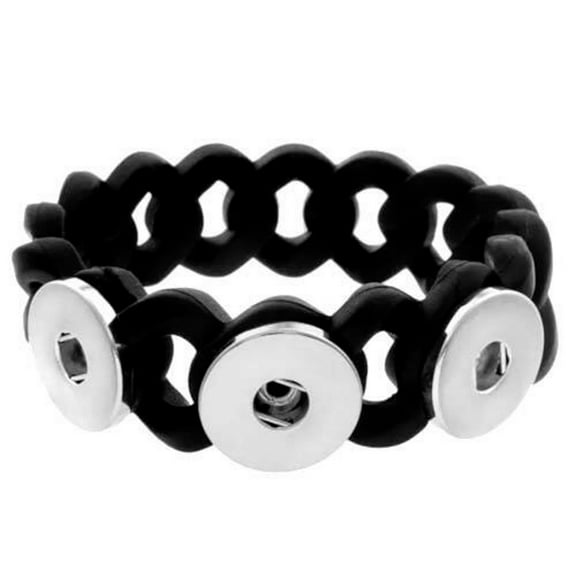 Choose Color | Silicone 3 Stretch Bracelet Snap Jewelry Fits 18MM 20MM Ginger Charm Buttons