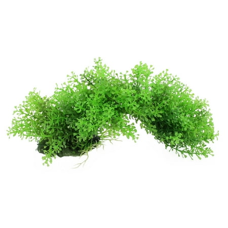 - Unique Bargains Tank Aquarium Green Five Heart Leaves Plants Decor w Ceramic Base