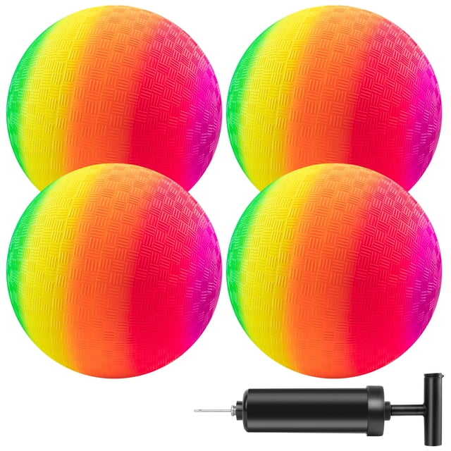 Juego de 4 unidades con micrófono Micsoa de Playground Ball y arcoíris de 8.5 pulgadas con bomba