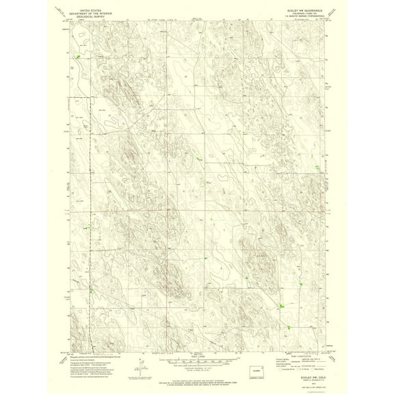 Topographical Map - Eckley Colorado North West Quad - USGS 1971 - Vintage Wall Art