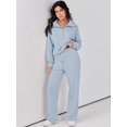 thumbnail image 2 of ORUYROP Women 2 Piece Outfits Sweatsuit Set 2023 Fall Oversized Half Zip Sweatshirt Wide Leg Sweatpant Lounge Set Tracksuit, 2 of 7