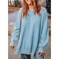 thumbnail image 4 of QWZNDZGR Womens Sweatshirt Casual Long Sleeve Crewneck Lightweight Pullover Tops Loose Sweatshirts, 4 of 5