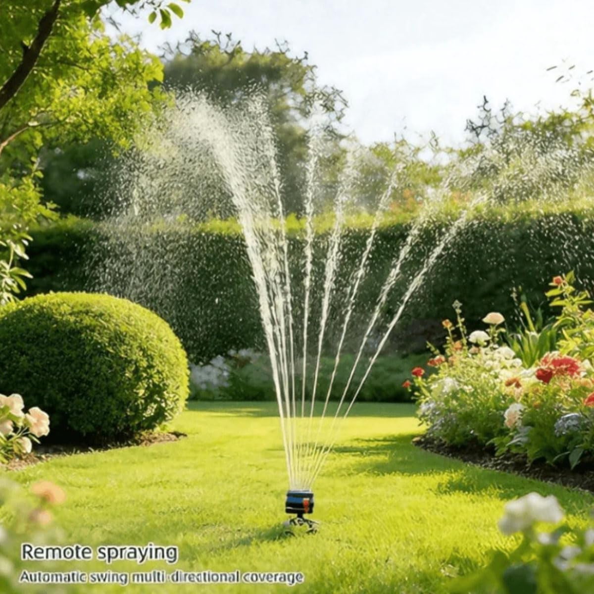16-Nozzle Oscillating Sprinkler with Dual-Zone Sprinkler Water Timer, Adjustable Garden Sprinkler Watering System, 360° 16-Hole Automatic Rocking Sprinkler (Ground-Insert, Sprinklers)
